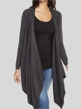 OLD NAVY Maternity Wrap Open Front Cardigan Steel Grey Ribbed Button Front XL